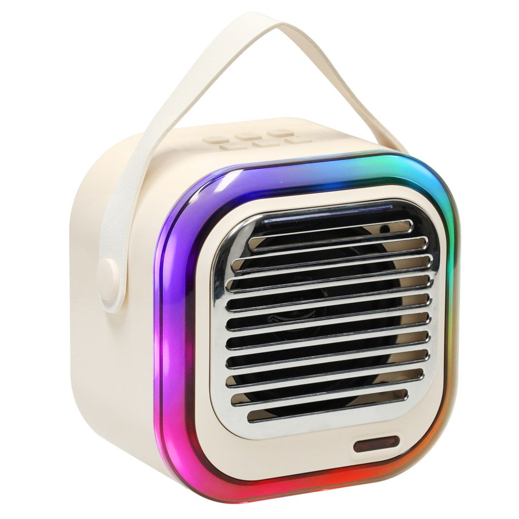 Głośnik do karaoke USB Bluetooth 2 mikrofon kremow