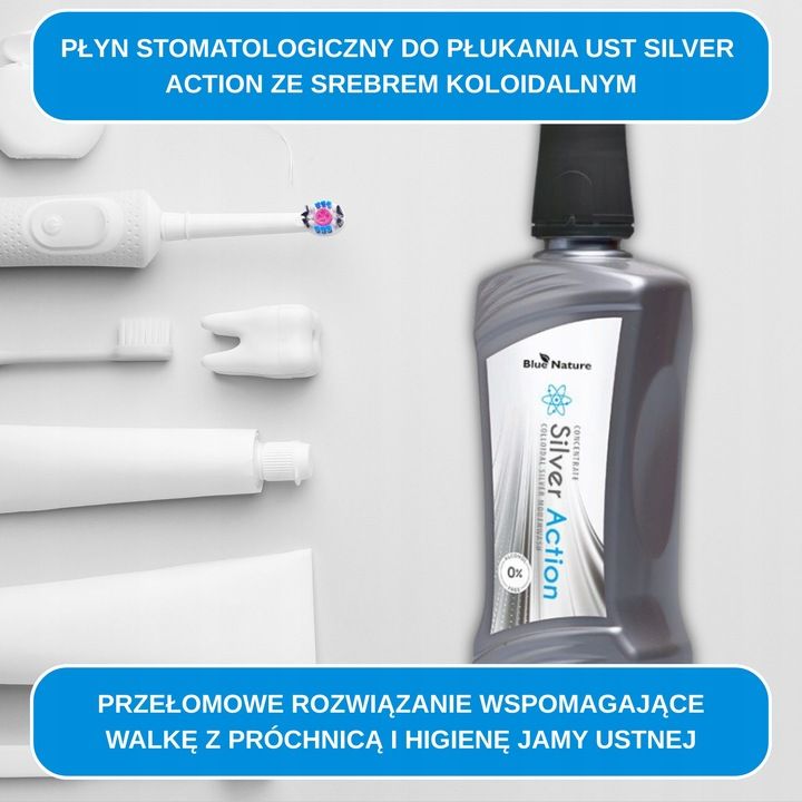 Super koncentrat - płyn stomatologiczny do płukania ust Silver Action ze srebrem koloidalnym