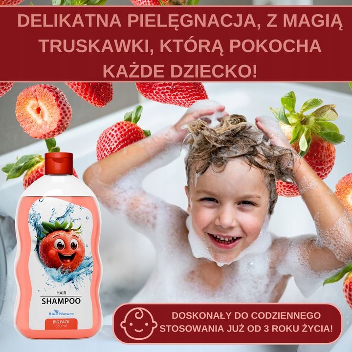 Truskawkowy szampon do włosów dla dzieci