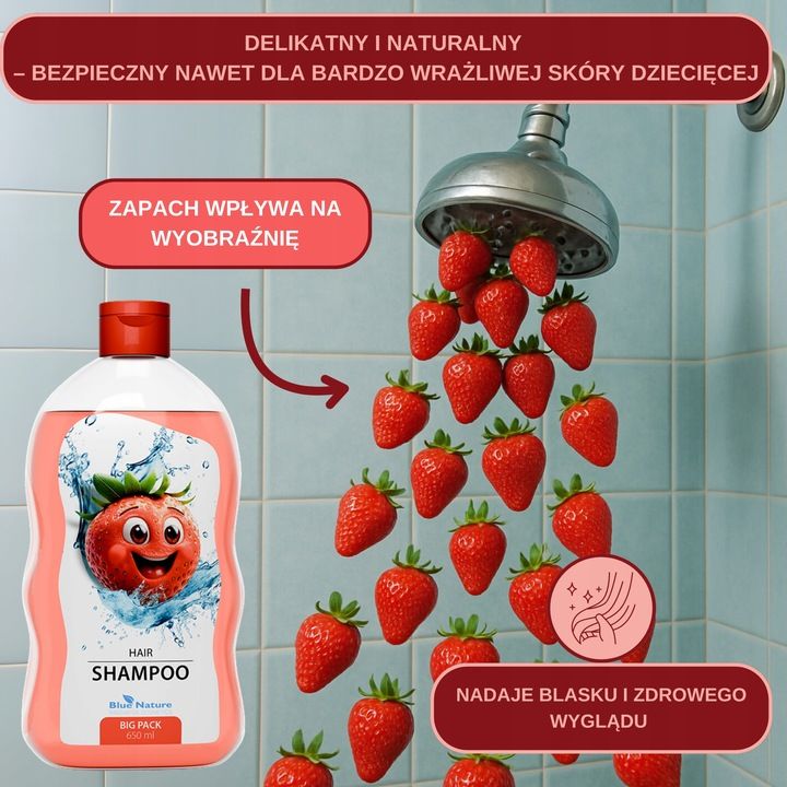 Truskawkowy szampon do włosów dla dzieci