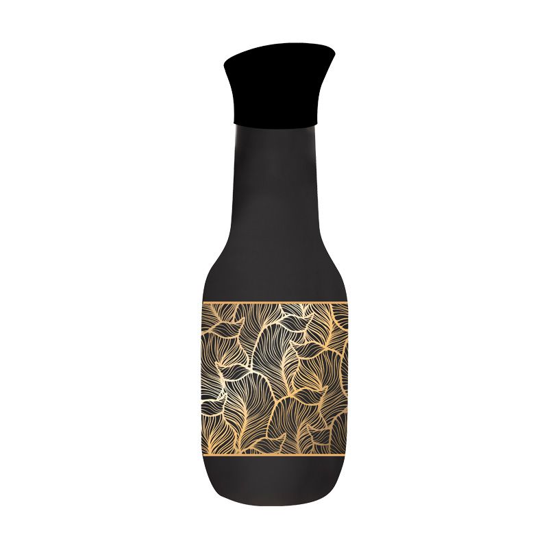 Karafka 1 l czarna matowa - złote liście