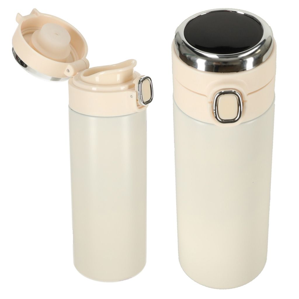 Kubek termiczny z ustnikiem termos LED 420ml beżow