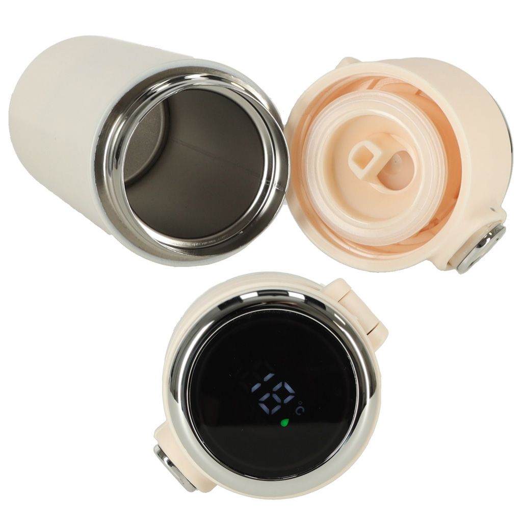 Kubek termiczny z ustnikiem termos LED 420ml beżow