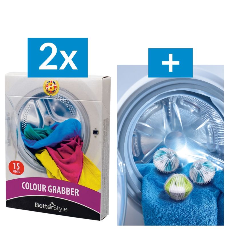 2 x Chusteczki zapobiegające zafarbowaniu prania + Kulki – rzepy Gratis	