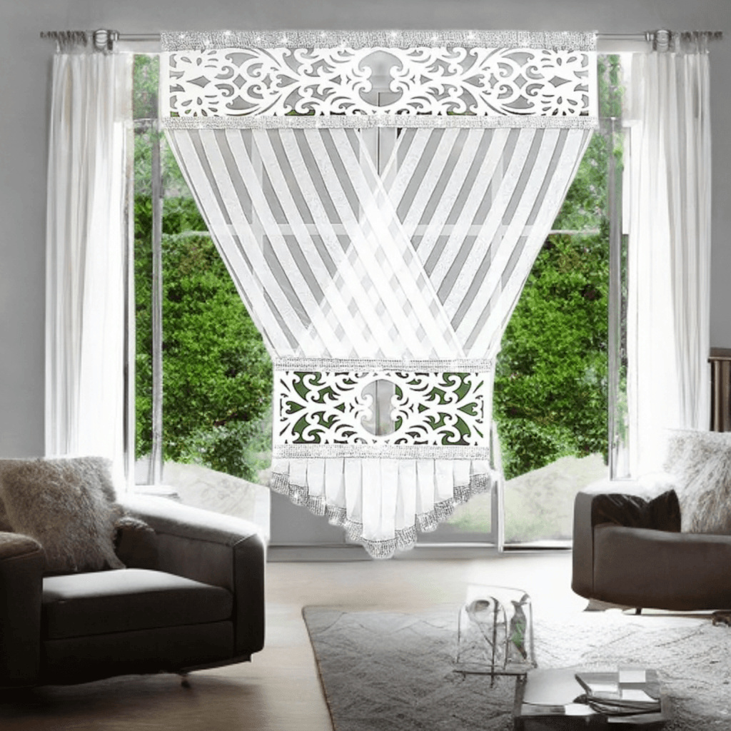 Panel okienny dekoracyjny z cyrkoniami woal 120x160cm