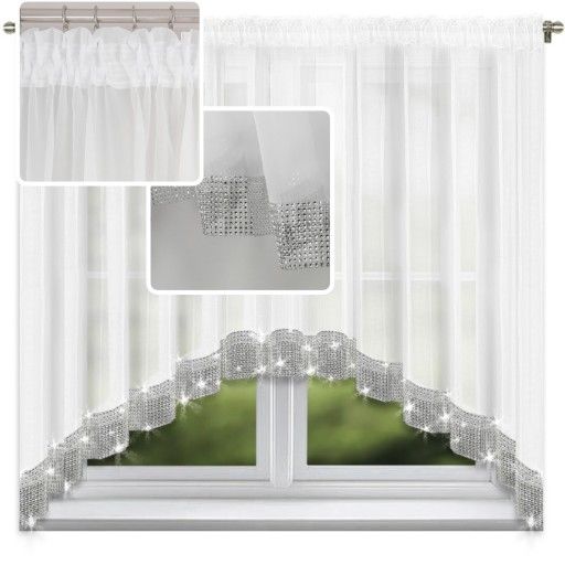Firana glamour z cyrkoniami 400x150 cm, 1 sztuka
