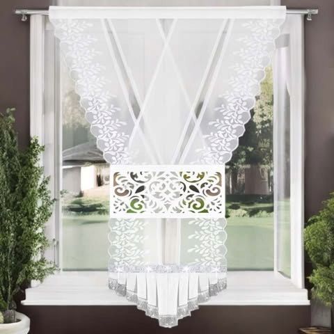 Dekoracyjny panel okienny 120x180cm na taśmie ażur ze srebrnym haftem