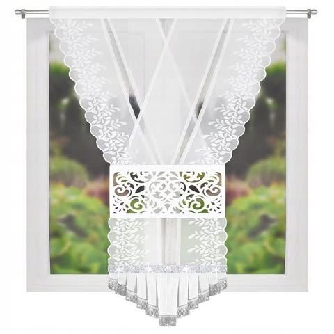 Dekoracyjny panel okienny 120x180cm na taśmie ażur ze srebrnym haftem