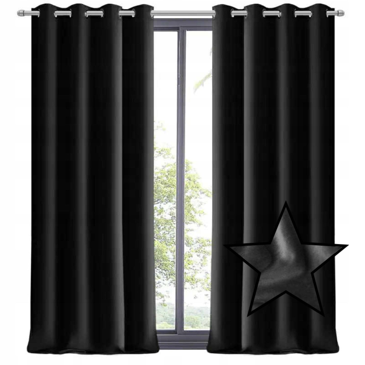 Zasłona Glamour 140x250 cm z weluru na przelotkach CZARNA (1 szt.)