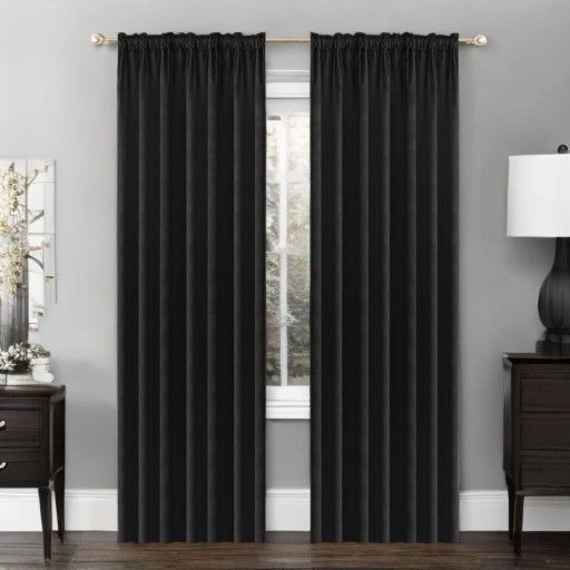 Zasłony CZARNE 140x250 cm na taśmie Welur Velwet Styl i Komfort Glamour (1 szt.)