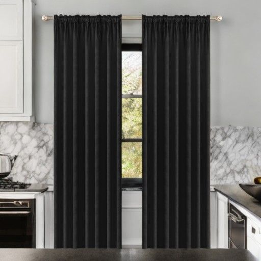 Zasłony CZARNE 140x250 cm na taśmie Welur Velwet Styl i Komfort Glamour (1 szt.)