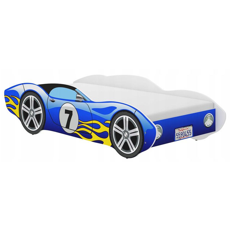 Łóżko dziecięce Wyścigówka niebieska 140 x 70 cm