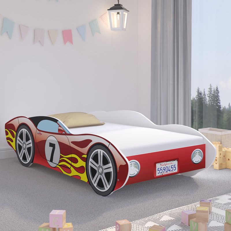 Łóżko dziecięce Wyścigówka czerwona 140 x 70 cm