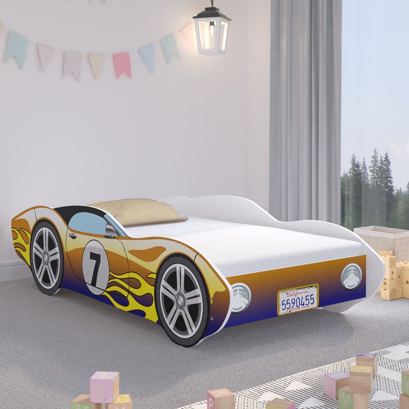 Łóżko dziecięce Wyścigówka żółto-brązowa 140 x 70 cm