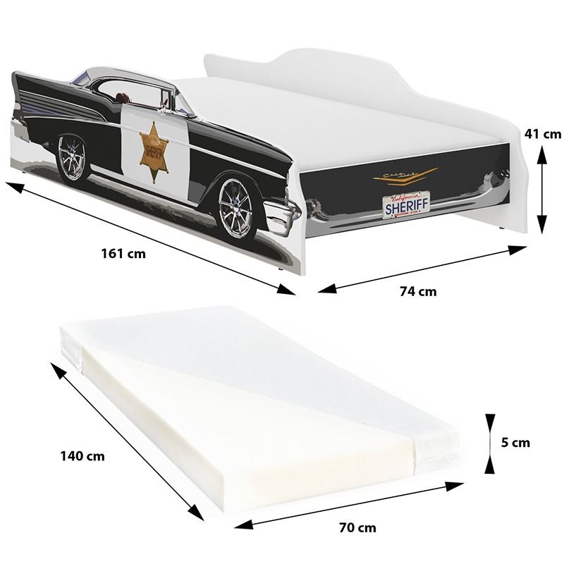 Łóżko dziecięce Auto szeryfa 140 x 70 cm