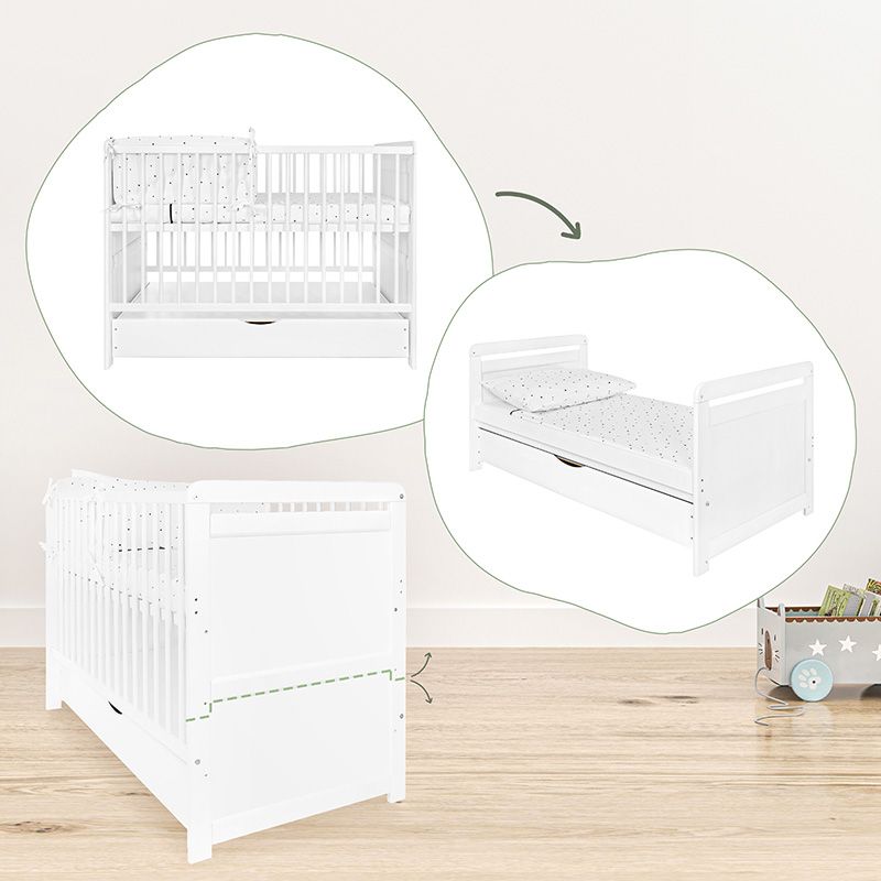 Łóżko dziecięce z szufladą i materacem 120x60 cm