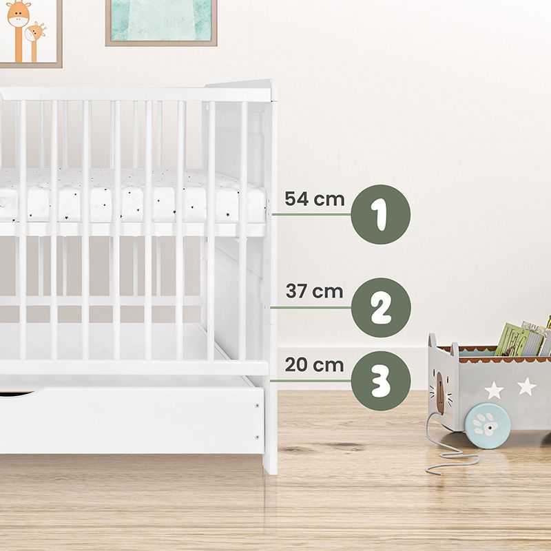 Łóżko dziecięce z szufladą i materacem 120x60 cm