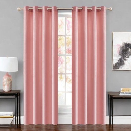Zasłony Glamour z weluru na przelotkach 140x230 cm, 1 szt. - kolor pudrowy róż (1 szt.)