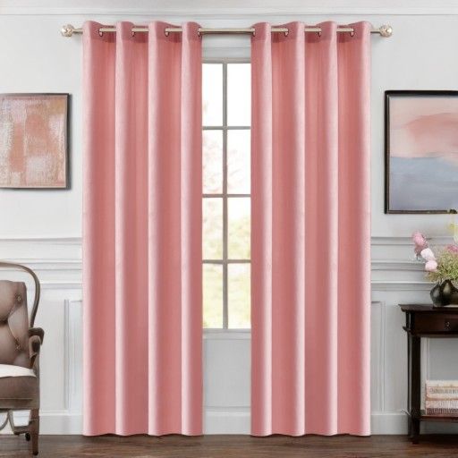 Zasłony Glamour z weluru na przelotkach 140x230 cm, 1 szt. - kolor pudrowy róż (1 szt.)