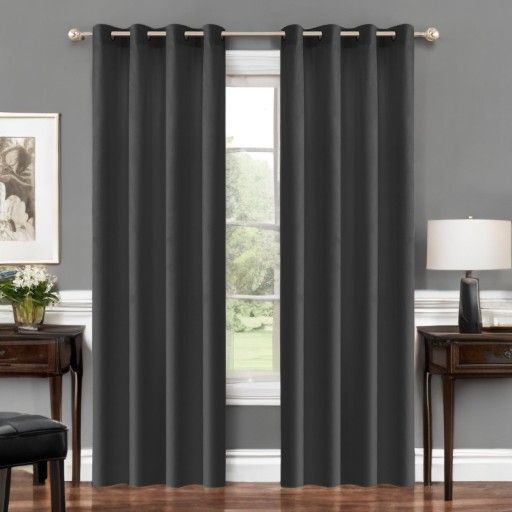 Zasłony Glamour z weluru na przelotkach 140x230 cm, 1 szt. - kolor ciemny szary (1 szt.)