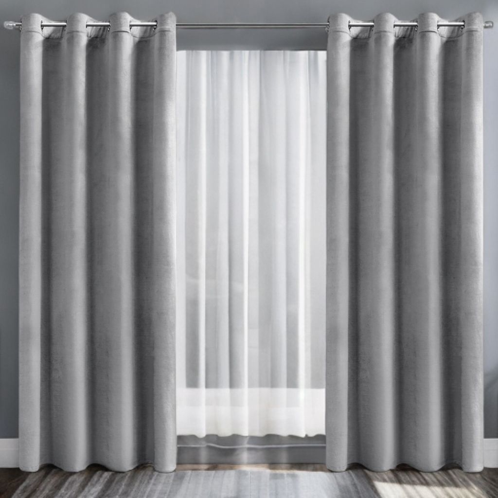 Zasłony Glamour z weluru na przelotkach 140x230 cm, 1 szt. - kolor jasny szary (1 szt.)