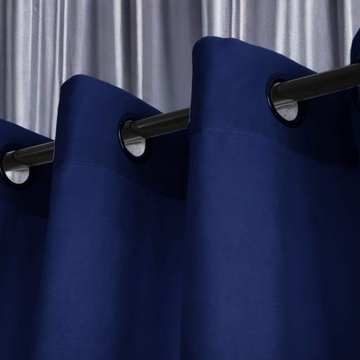 Zasłony Glamour z weluru na przelotkach 140x250 cm, 1 szt. - kolor granat (1 szt.)