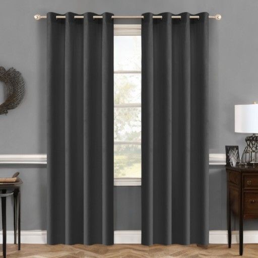 Zasłony Glamour z weluru na przelotkach 140x250 cm, 1 szt. - kolor ciemny szary (1 szt.)