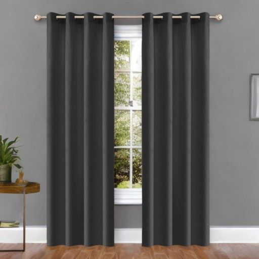 Zasłony Glamour z weluru na przelotkach 140x250 cm, 1 szt. - kolor ciemny szary (1 szt.)