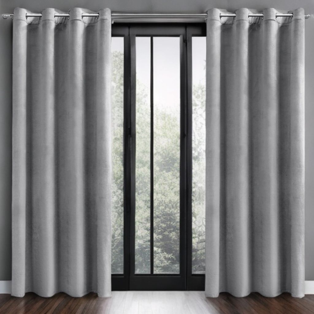 Zasłony Glamour z weluru na przelotkach 140x250 cm, 1 szt. - kolor jasny szary (1 szt.)