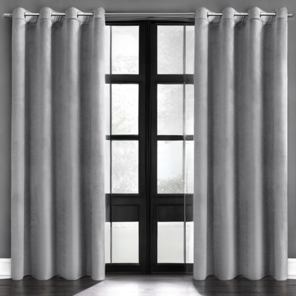 Zasłony Glamour z weluru na przelotkach 140x250 cm, 1 szt. - kolor jasny szary (1 szt.)
