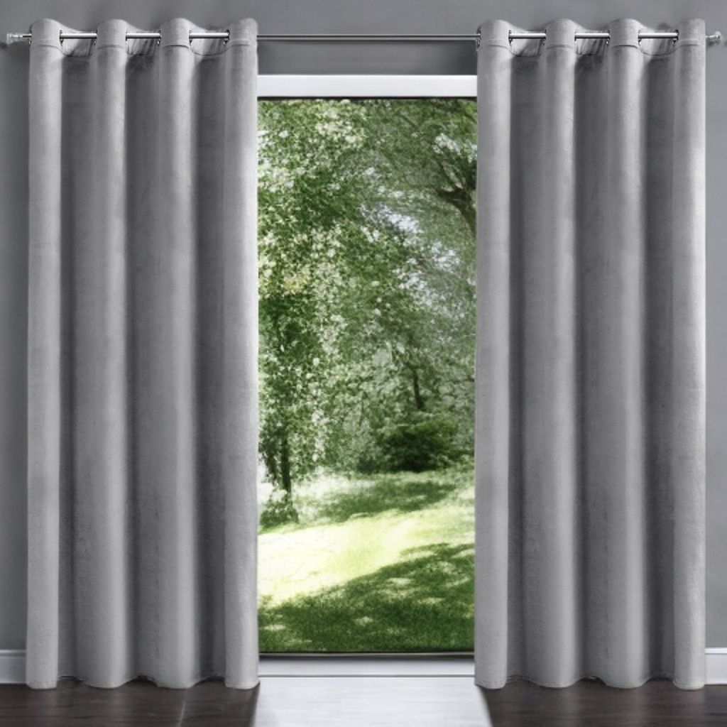 Zasłony Glamour z weluru na przelotkach 140x250 cm, 1 szt. - kolor jasny szary (1 szt.)
