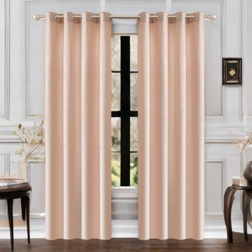 Zasłony Glamour z weluru na przelotkach 140x250 cm, 1 szt. - kolor beżowy (1 szt.)