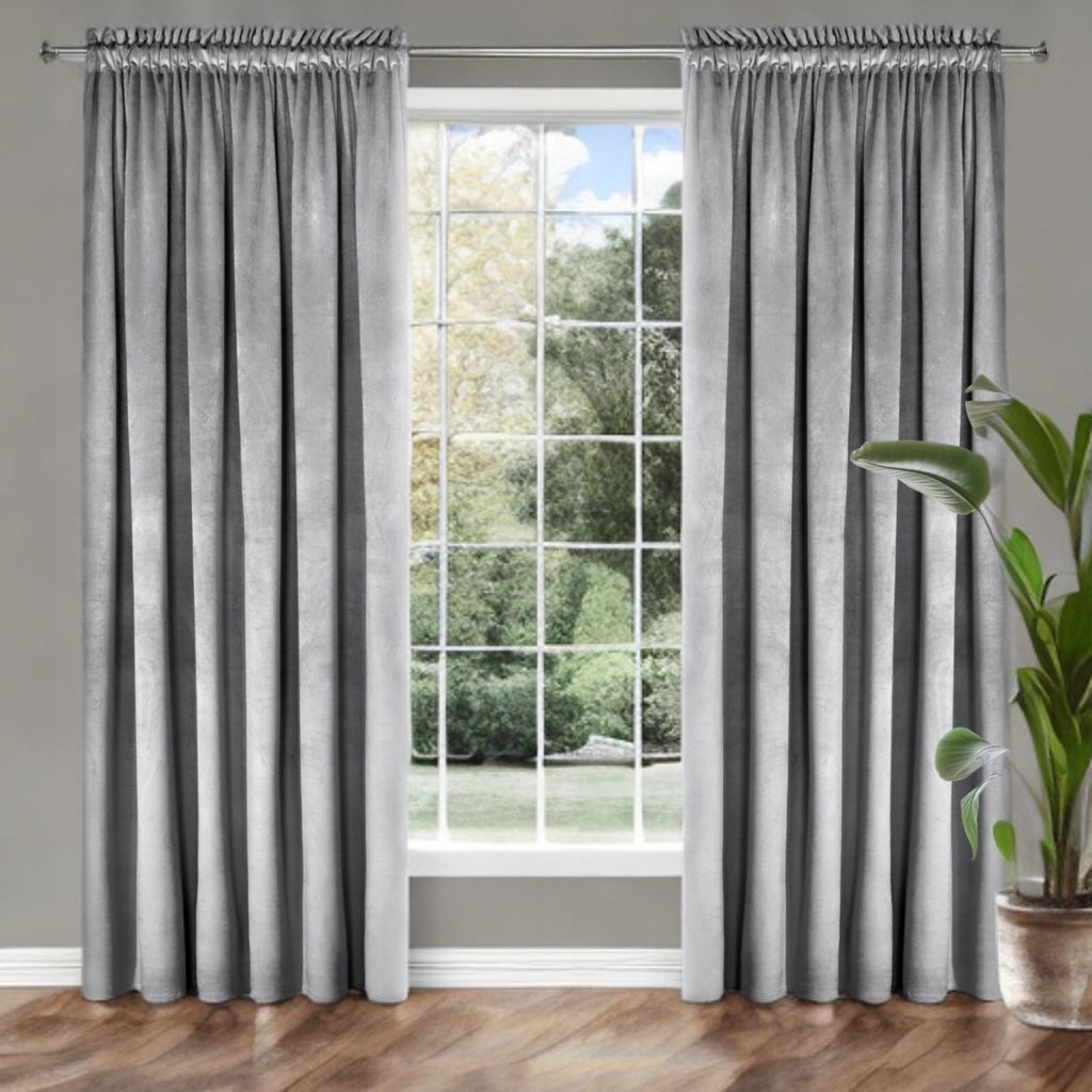 Zasłony Glamour z weluru na taśmie 140x230 cm, 1 szt. - kolor jasny szary (1 szt.)