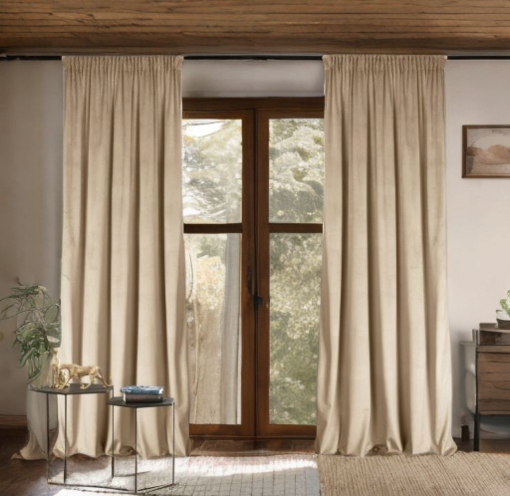Zasłony Glamour z weluru na taśmie 140x230 cm, 1 szt. - kolor beżowy (1 szt.)