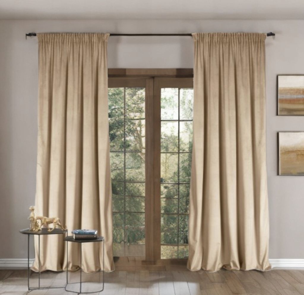 Zasłony Glamour z weluru na taśmie 140x230 cm, 1 szt. - kolor beżowy (1 szt.)