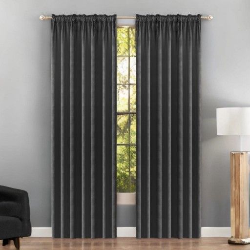 Zasłony Glamour z weluru na taśmie 140x250 cm, 1 szt. - kolor ciemny szary (1 szt.)