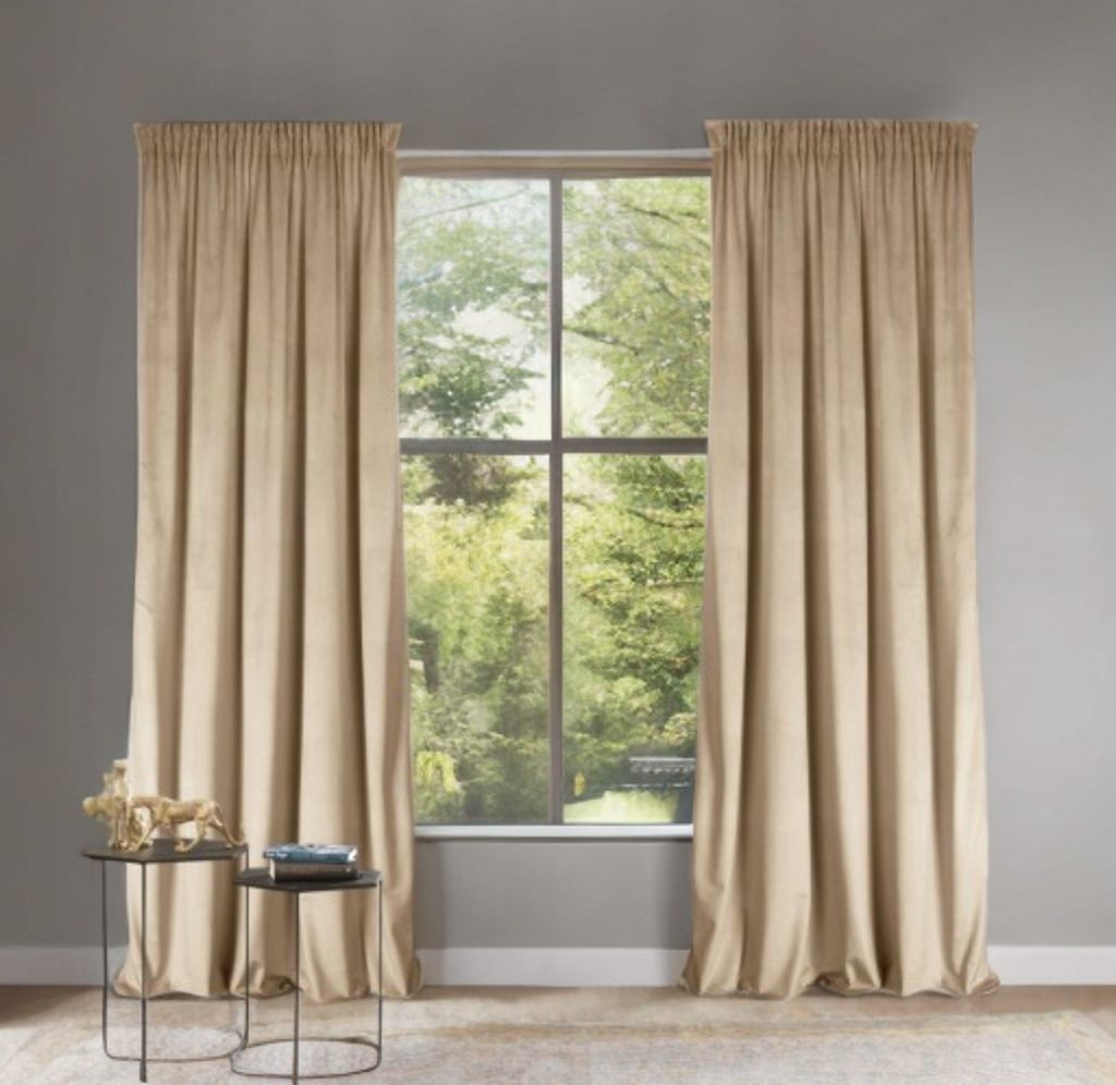 Zasłony Glamour z weluru na taśmie 140x250 cm, 1 szt. - kolor beżowy (1 szt.)