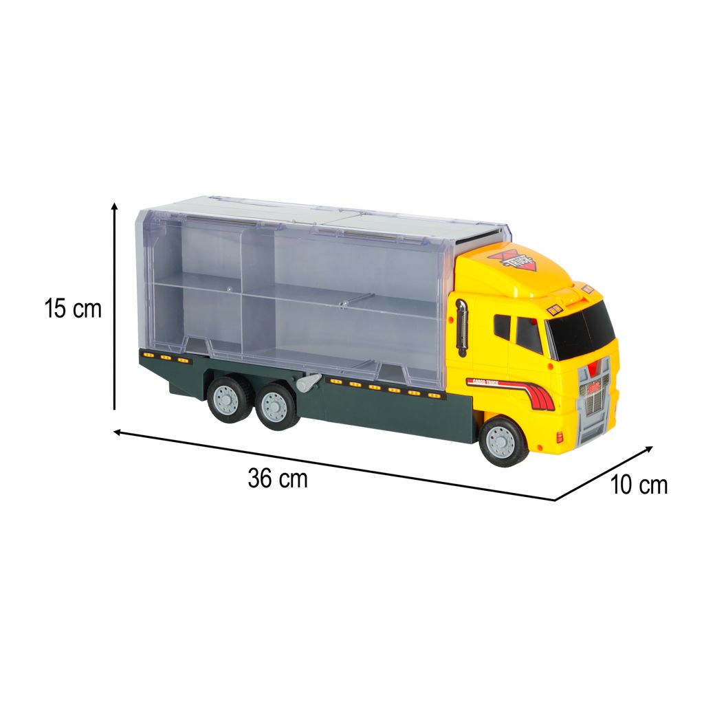 Ciężarówka TIR wyrzutnia + metalowe auta maszyny budowlane