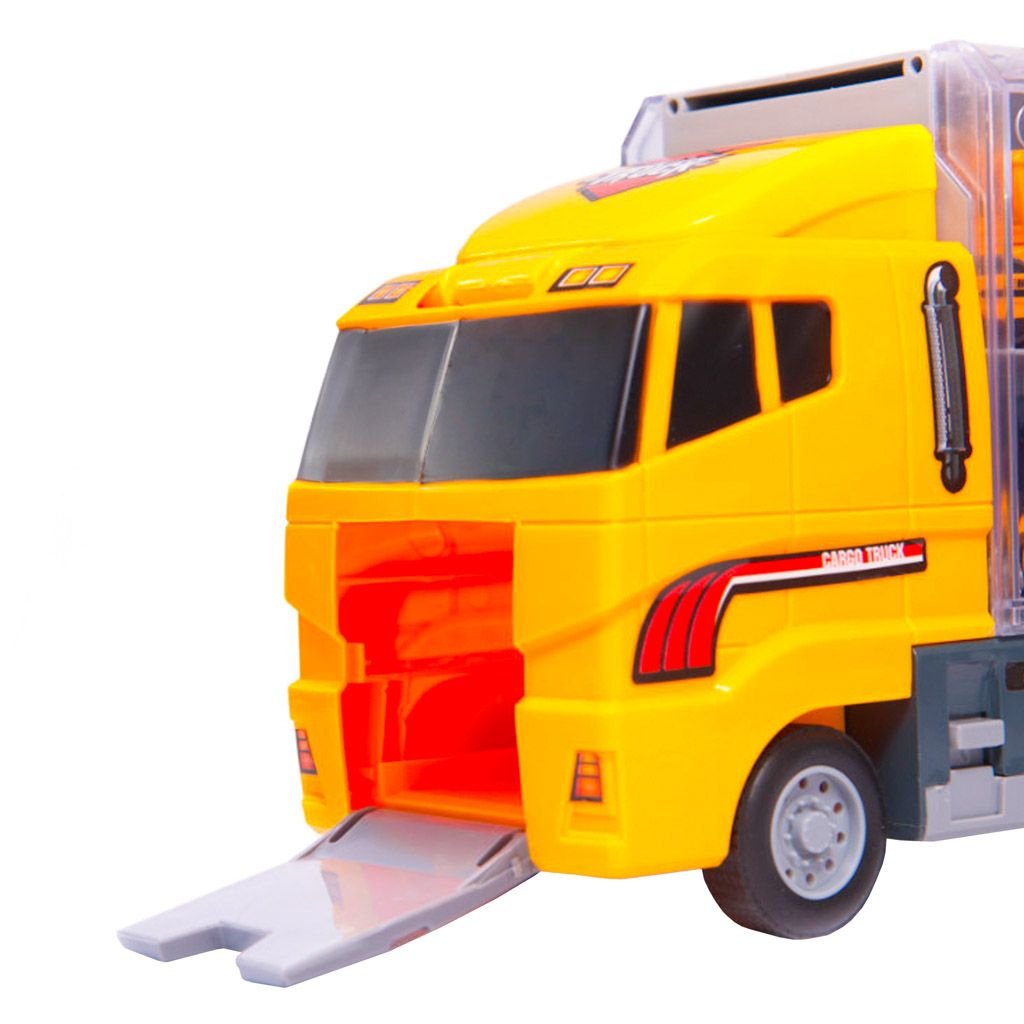 Ciężarówka TIR wyrzutnia + metalowe auta maszyny budowlane