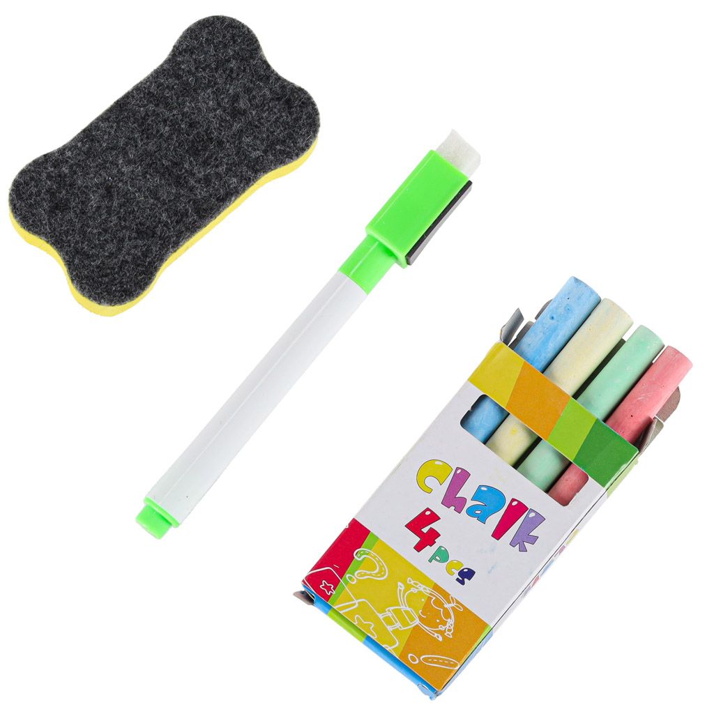 Dwustronna tablica magnetyczna i kredowa z liczydłem i zegarem 42x32,5cm