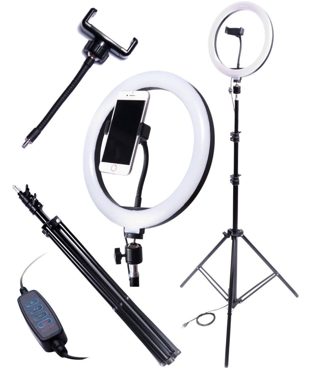 Pierścieniowa lampa kosmetyczna LED 60W z regulowanym statywem