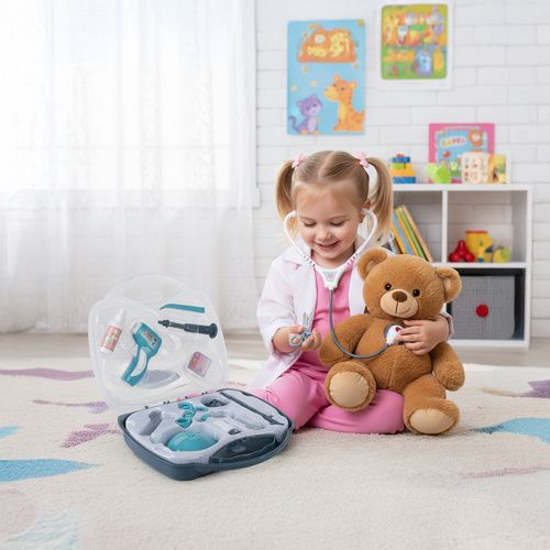 Zabawkowy zestaw lekarski w walizce