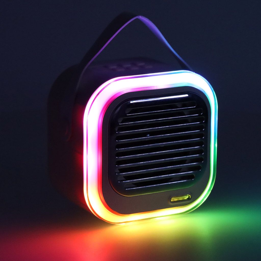 Zestaw do karaoke głośnik XL Bluetooth 2 mikrofony USB LED 10W niebieski