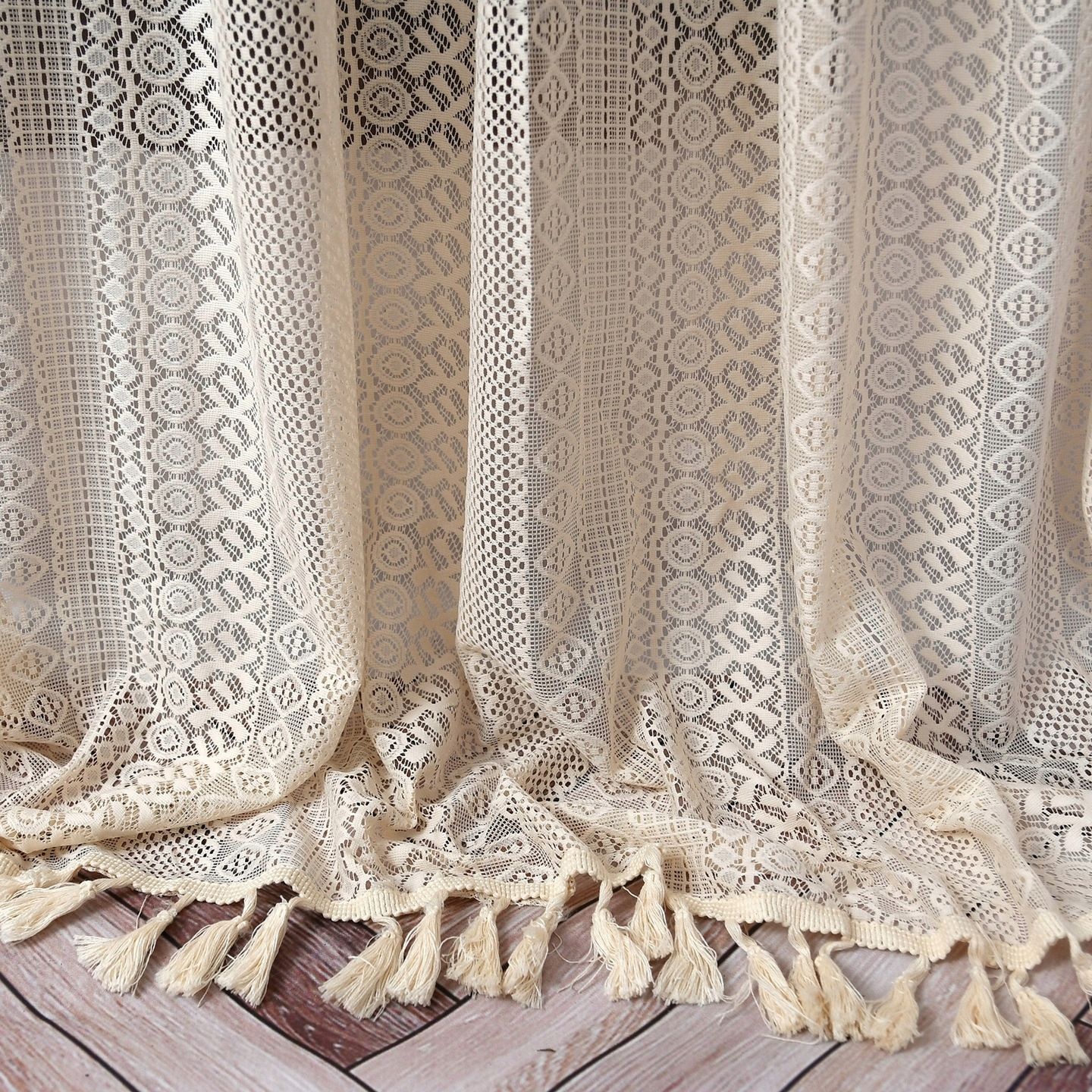 Zasłona BOHO koronkowa 145×250 cm na taśmie, 1 sztuka