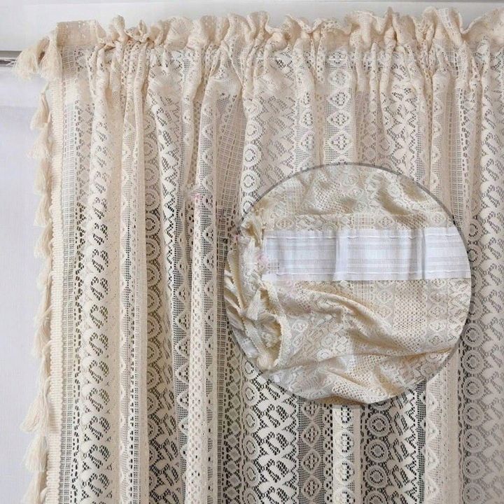 Zasłona BOHO koronkowa 145×250 cm na taśmie, 1 sztuka