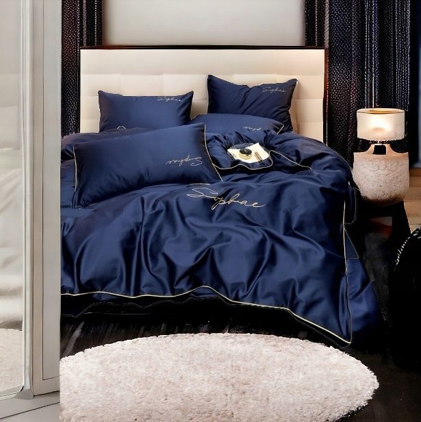 3-częściowy komplet pościeli z mikrofibry 200x220cm, kolor granatowy