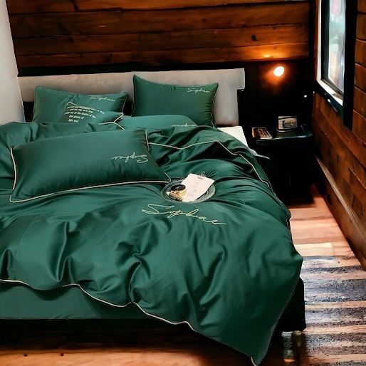 3-częściowy komplet pościeli z mikrofibry 200x220cm, kolor zielony