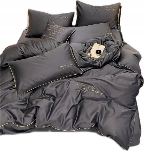 3-częściowy komplet pościeli z mikrofibry 200x220cm, kolor ciemnografitowy