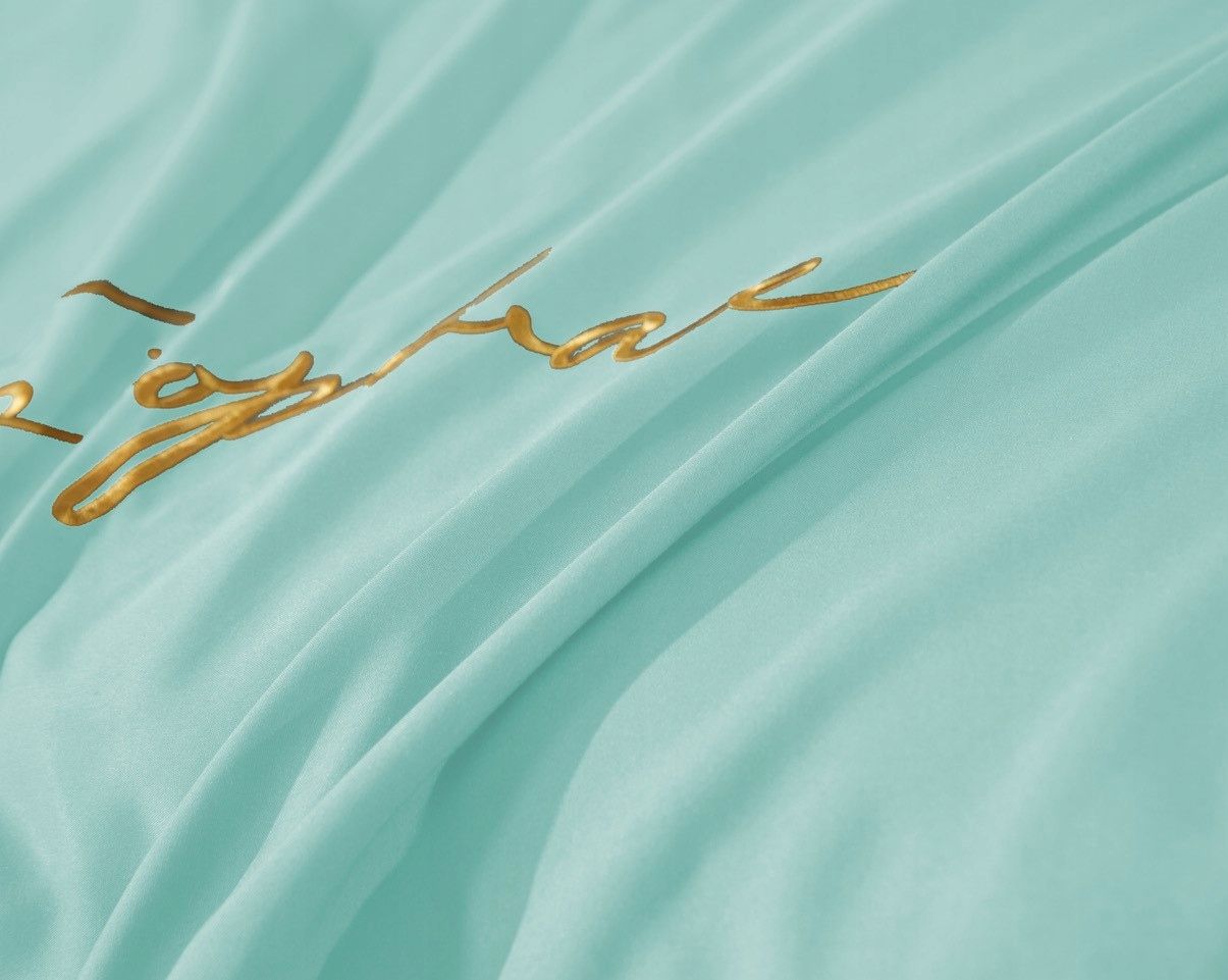 3-częściowy komplet pościeli z haftem, kolor miętowy, 200x220 cm