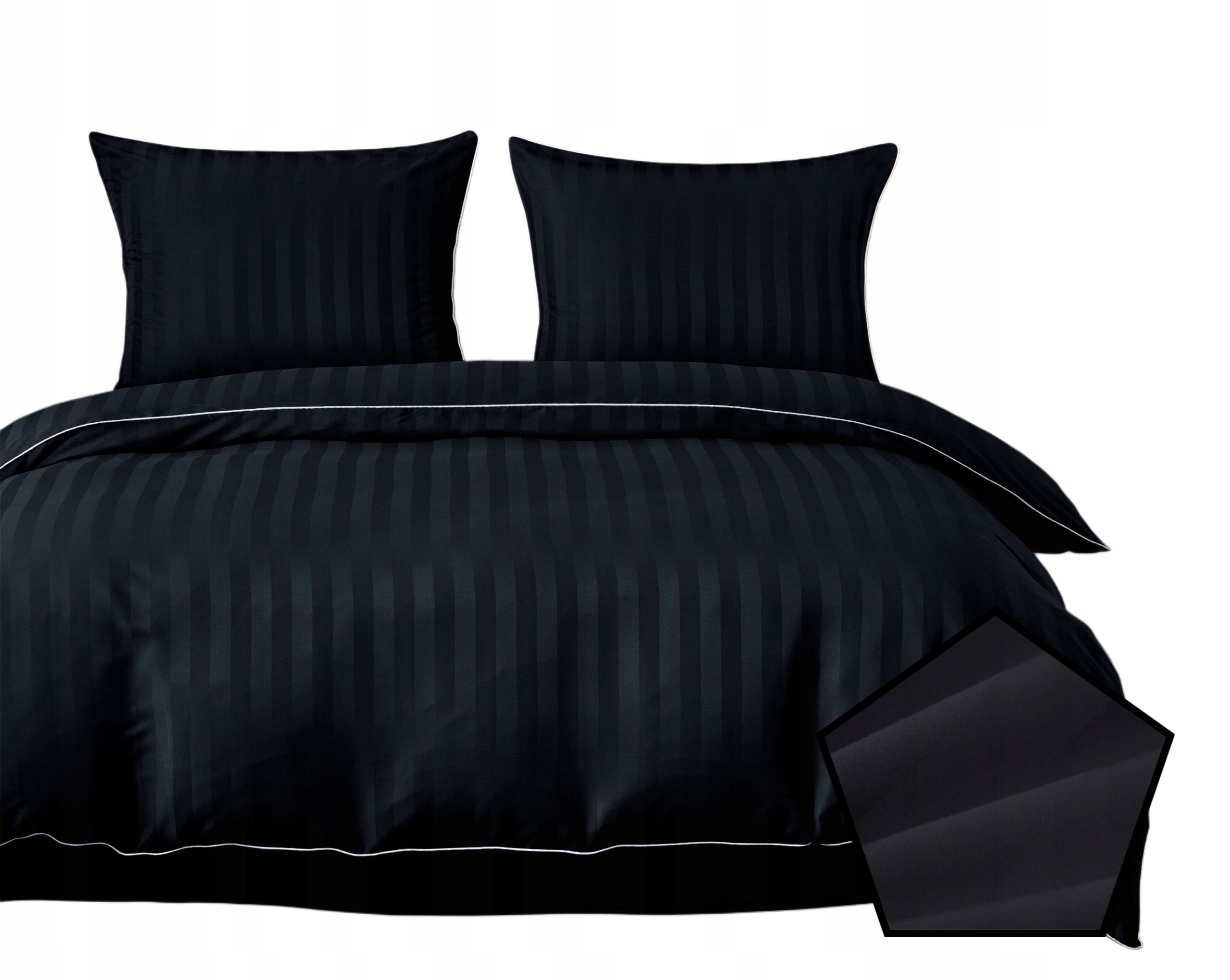 3-częściowy komplet pościeli adamaszkowej, kolor czarny, 160x200 cm